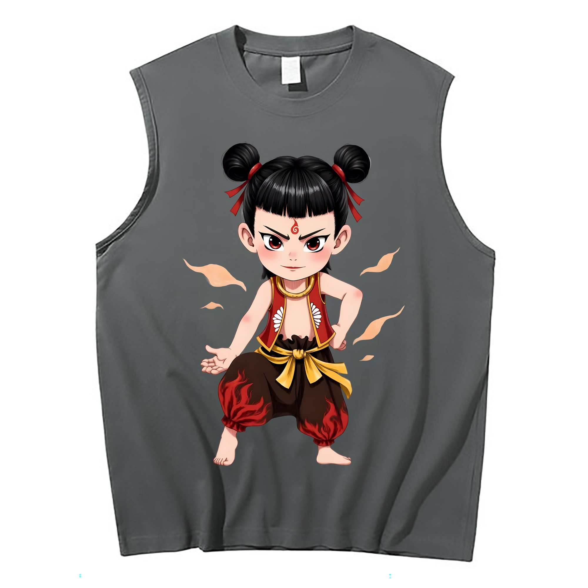 （画像用） Ne Zha 2 ナタ 魔童の大暴れ コットン100％タンクトップ（フロントプリント）